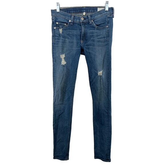 Rag & Bone Womens Jeans Sz 27 Skinny Warren Distressed Mid-Rise Stretch Casual - Picture 1 of 15